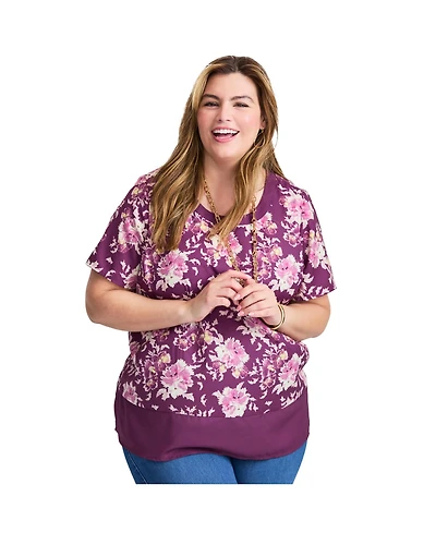 Avenue Women's Color Block Hem Top