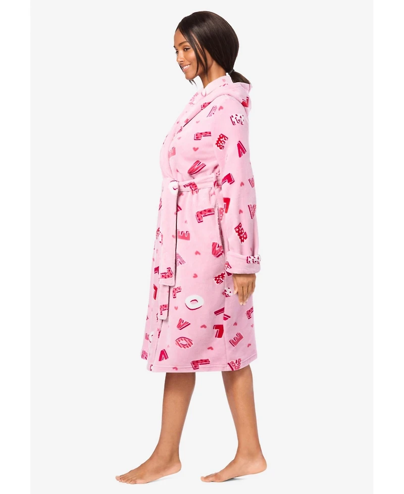 Dreams & Co. Women's Plush Hooded Wrap Robe