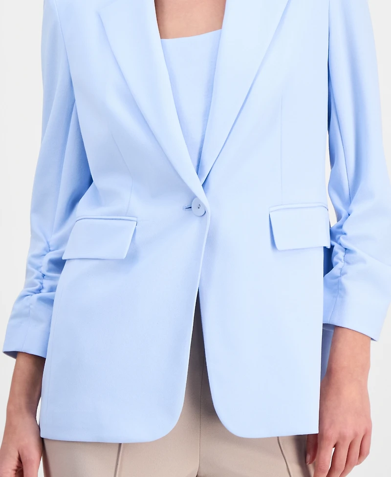 Bar Iii Women's Crepe One-Button Scrunched-Sleeve Jacket, Macy's Exclusive