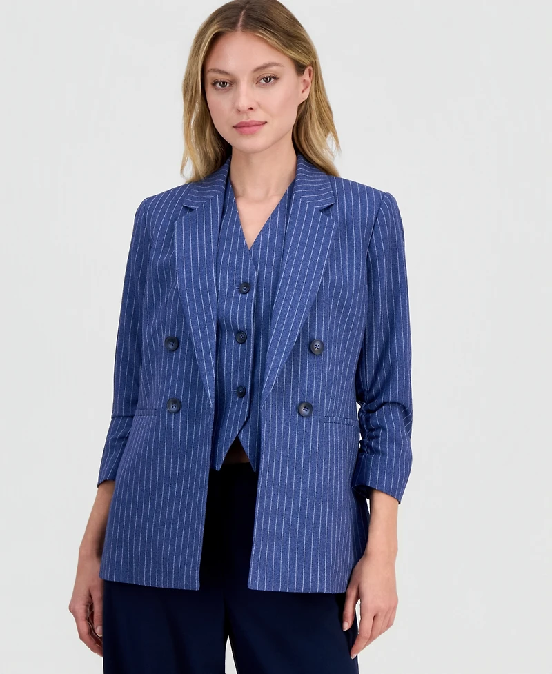 Bar Iii Women's Pinstripe Notched-Collar Jacket, Macy's Exclusive