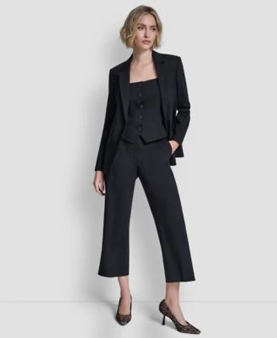 Dkny Womens One Button Notch Collar Jacket Button Front Vest Top Pintuck Straight Fit Pants