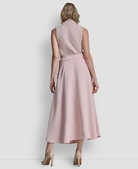 Dkny Womens V Neck Sweater Maxi Skirt With Bow Tie