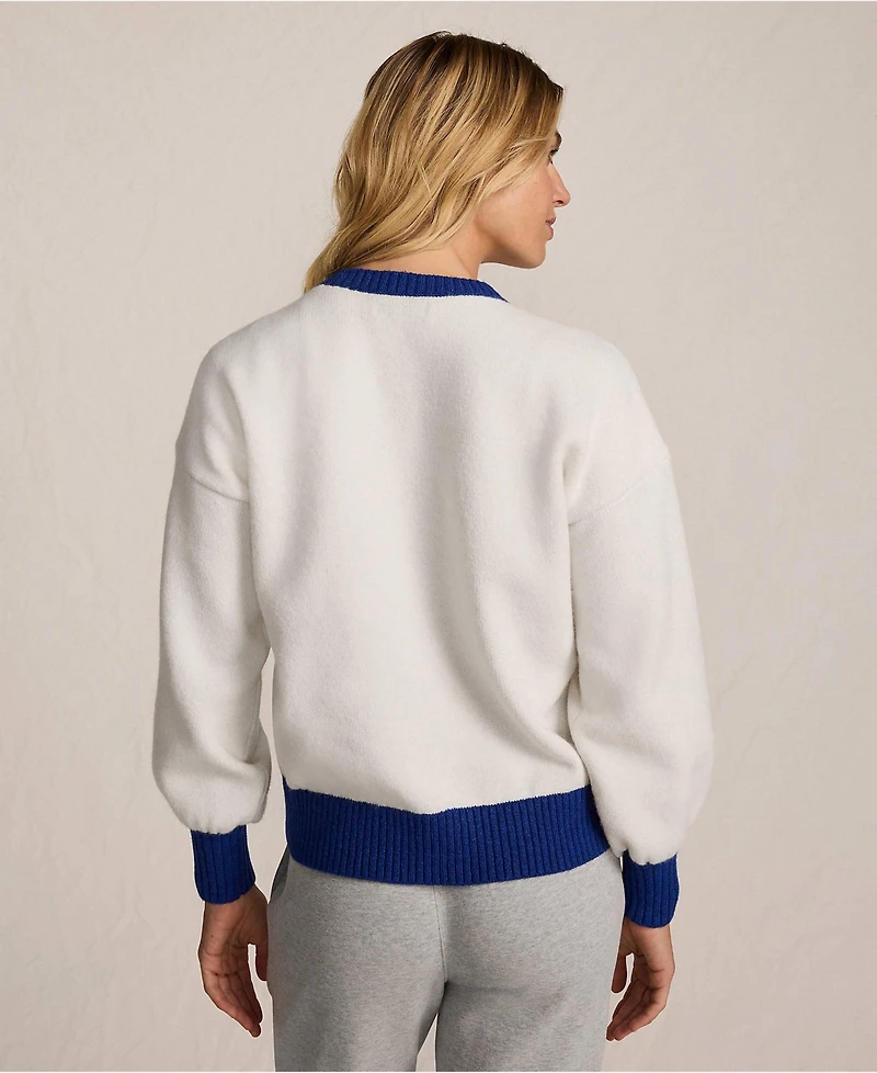 Lands' End Women's Ultrasoft Placed Jacquard Jersey Crew Neck Sweater