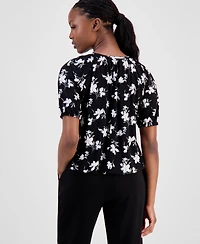 Ak Anne Klein Petite Keyhole-Cutout Top