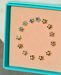 Kamaria Flower Stud Earrings With Lab-Grown Opal 14k Gold Plated Sterling Silver