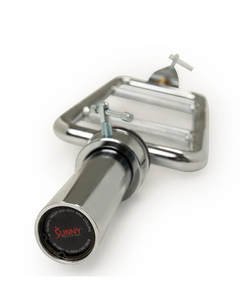 Sunny Health & Fitness Olympic Tricep Bar with Spin-Lock Ring Collars