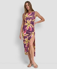 Dkny Women's Double Mesh Maxi Cover Up Sleeveless Dress