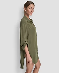 Dkny Women's Gauze Collared Button-Front Beach Shirt