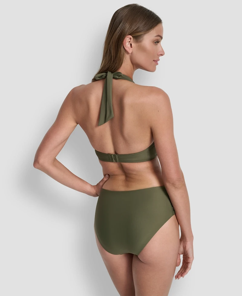 Dkny Women's Shirred Buckle Front V-Neck Halter Top