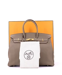 Pre-Owned HERMES 35 Handbag Grey Togo with Gold Hardware