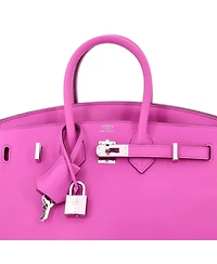 Pre-Owned Hermes Birkin 25 Handbag Pink Swift with Palladium Hardware