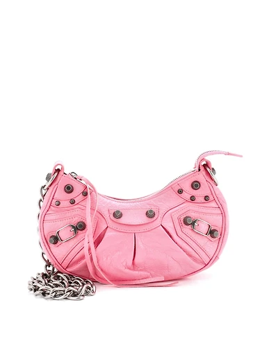 Pre-Owned Balenciaga Xs Le Cagole Giant Studs Chain Shoulder Bag Leather