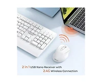 risokeys Wireless Keyboard & Mouse Combo – Keyboard with Wrist Rest, 3 Dpi Adjustable Mouse, 2.4G Wireless Pc, Laptop & Computer – White