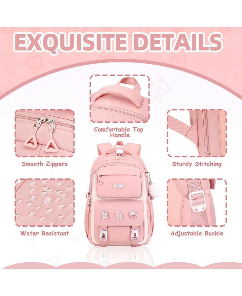 Batfox Pink Girls Backpack Kids Backpack for Girls