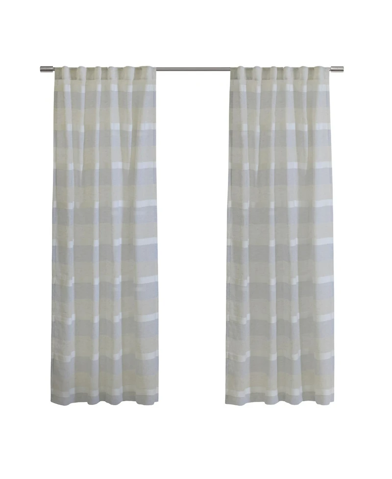 Habitat 100% Polyester Nathan Stripe Sheer Faux LinenDual Header Curtain Panel