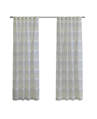 Habitat 100% Polyester Nathan Stripe Sheer Faux LinenDual Header Curtain Panel