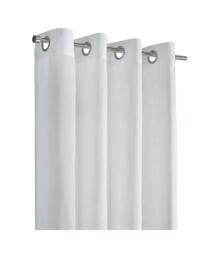Habitat 100% Polyester Daphne Sheer Grommet Faux Linen Solid Curtain Panel White