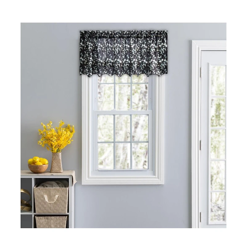 Ellis Curtain Athena Crushed Taffeta Rod Pocket Valance - 48x15", Black