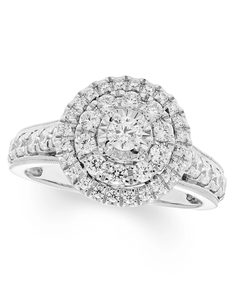 Macy's Diamond Halo Ring (1 ct. t.w.) in 14k White Gold