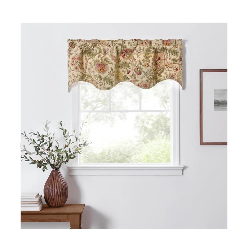 Ellis Curtain Regency Scallop Shaped 3" Rod Pocket Valances for Windows 50" x1 5" Antique