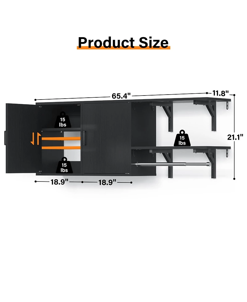 Aheaplus Laundry Room Organizer Cabinet with Hanging Rods