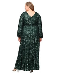 Alex Evenings Plus Sequin A-Line Long Dress