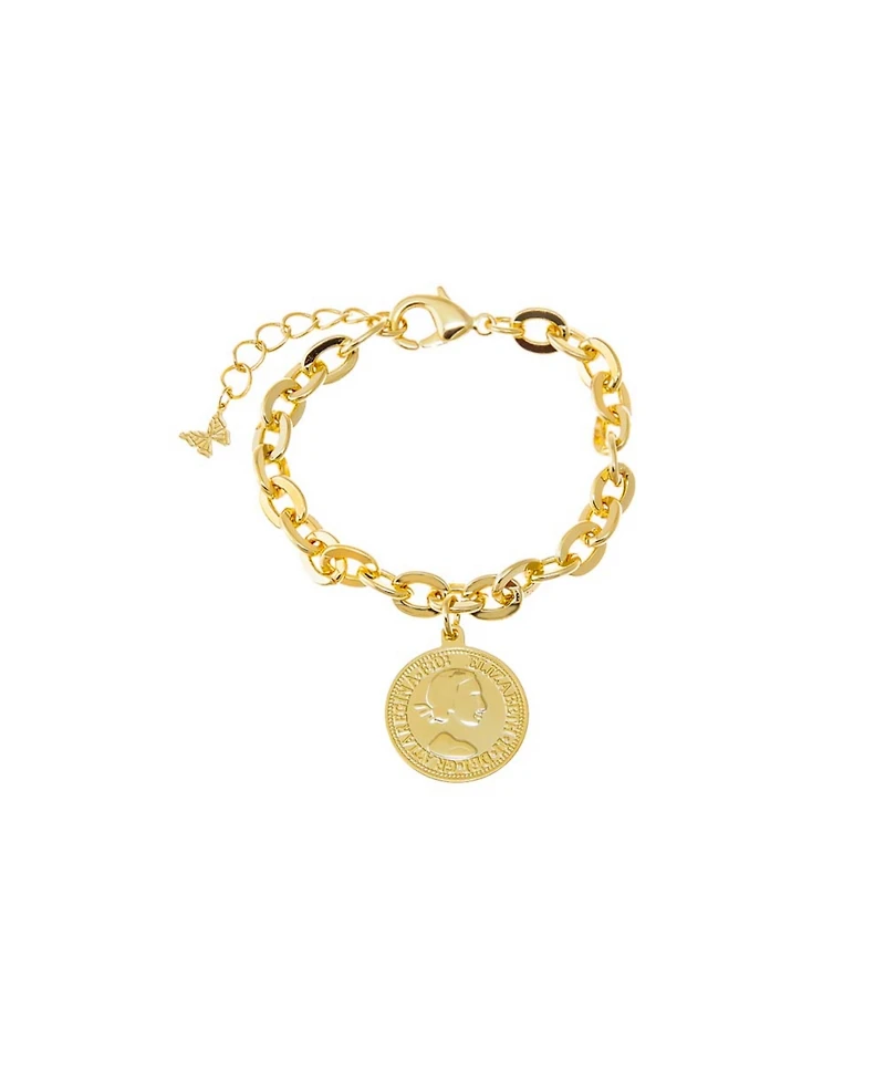 by Adina Eden Vintage Gold Plated Coin Box Link Chain Bracelet