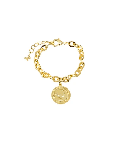 by Adina Eden Vintage Gold Plated Coin Box Link Chain Bracelet