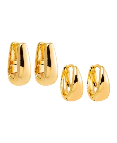 by Adina Eden The Solid Graduated Gold Plated Huggie Earring Combo Set