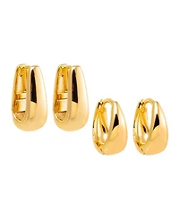 by Adina Eden The Solid Graduated Gold Plated Huggie Earring Combo Set