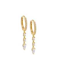 by Adina Eden Triple Stone Gold Plated Dangling Drop Huggie Earrings