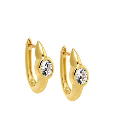 by Adina Eden Cubic Zirconia Gold Plated Gold Plated Ascher Bezel Huggie Earrings