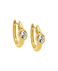 by Adina Eden Cubic Zirconia Gold Plated Gold Plated Ascher Bezel Huggie Earrings
