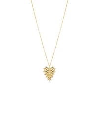 by Adina Eden Cubic Zirconia Rimmed Ridged Heart Pendant Necklace
