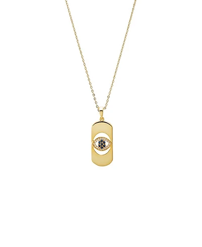 by Adina Eden Colored Pave Evil Eye Cutout Dog Tag Necklace