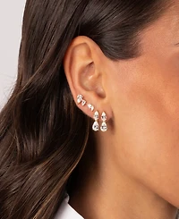 by Adina Eden Cubic Zirconia Gold Plated Double Graduated Pear Stud Earrings