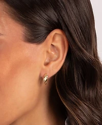 by Adina Eden Cubic Zirconia Gold Plated Bezel Claw Huggie Earrings