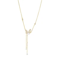 by Adina Eden Colored Pave Butterfly Cubic Zirconia Station Lariat Necklace