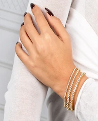 by Adina Eden Gold Plated Thin Three Prong Tennis Bracelet