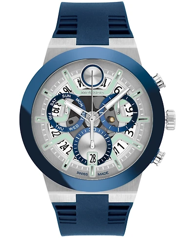 Movado Men's Bold Fusion Swiss Quartz Chrono Blue Silicone Watch, 44.50mm