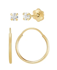 Macy's 2-Piece Stud and Hoop Earrings Set in 10k Yellow Gold