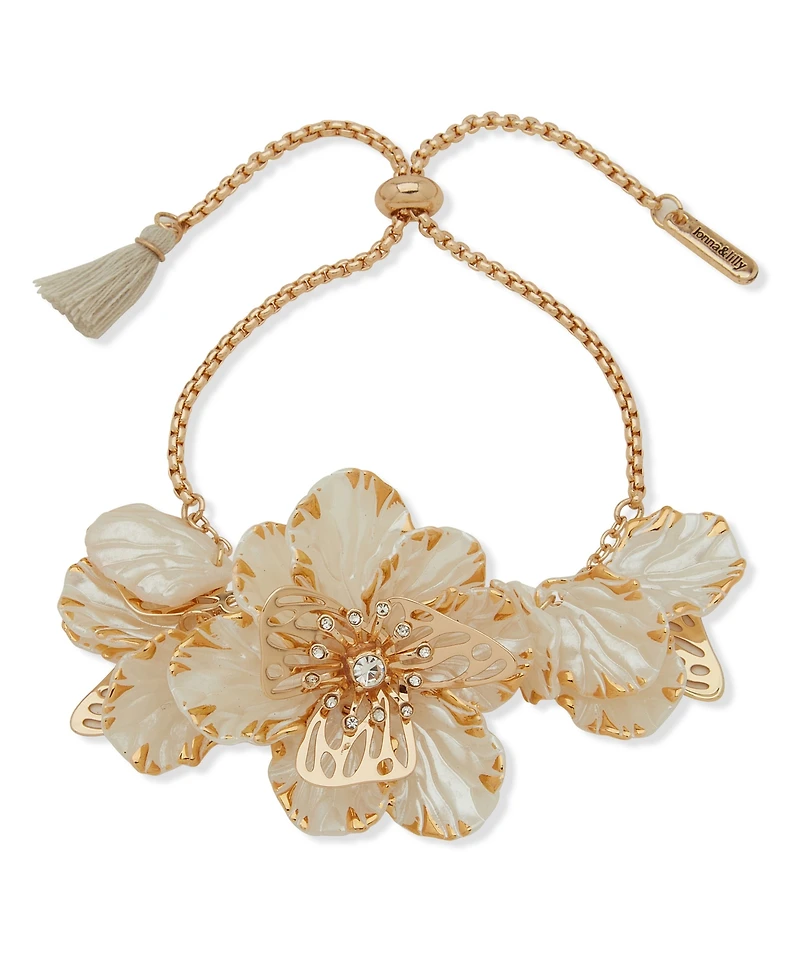 lonna & lilly Multi-Stone Flower Slider Bracelet