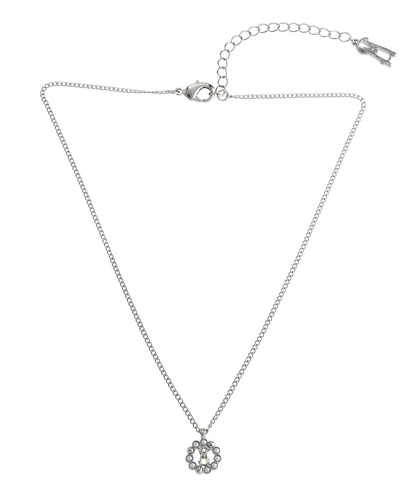 Steve Madden Faux Cultured Pearl Signature Circle Pendant Necklace