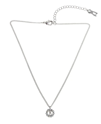 Steve Madden Faux Cultured Pearl Signature Circle Pendant Necklace