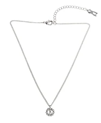 Steve Madden Faux Cultured Pearl Signature Circle Pendant Necklace