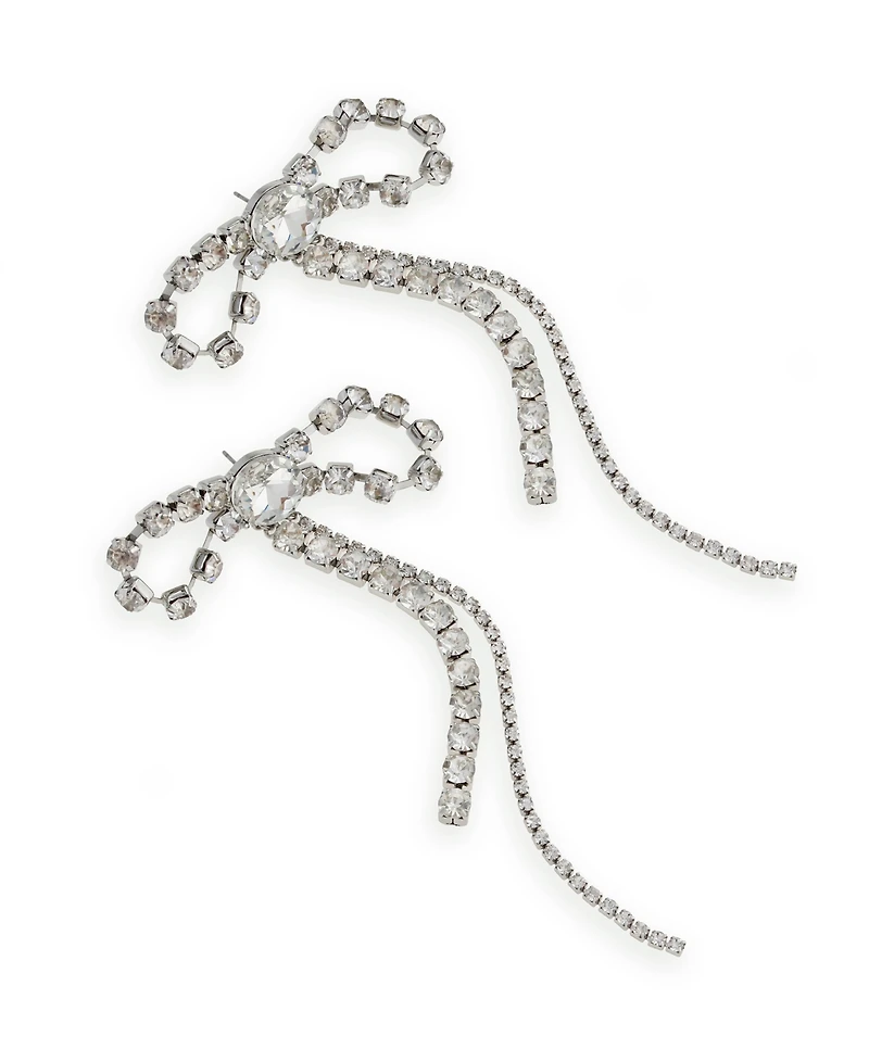 Steve Madden Faux Stone Rhinestone Bow Statement Earrings