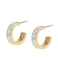 Steve Madden White Signature Logo Huggie Earrings