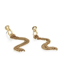 Steve Madden Gold Signature Logo Fringe Earrings