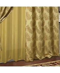 Olivia Gray Ramallah Trading Palm Floral Textured Jacquard Single Rod Pocket Curtain Panel - 54 x 84, Gold