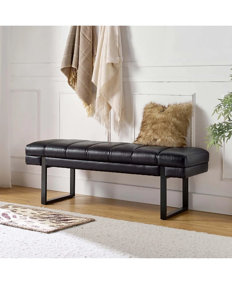 Mid-century Modern Laurens Upholstered Bench with Metal Legs